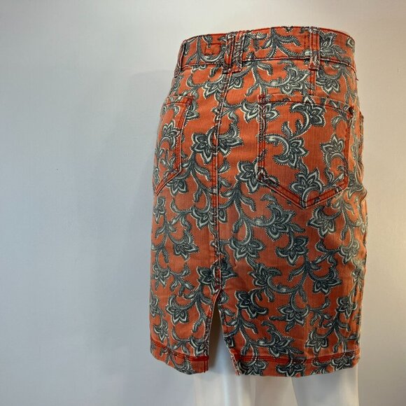 Pilcro and the Letterpress Women's Coral Paisley Denim Skirt - Size 27 - Picture 4 of 5